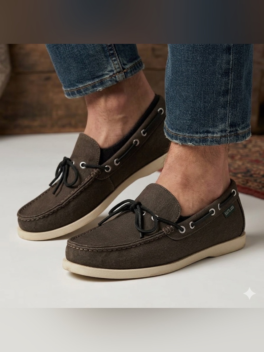 Eastland Men's Yarmouth 1-Eye Canvas Gray Boat Shoes 8D